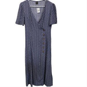 Urban outfitters floral split midi dress navy M